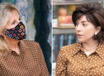 Jill Biden Wears Brown Polka-Dot Dress Like Lady Gaga’s