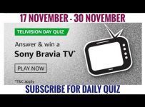 Amazon Television Day Quiz Answers Today | Win Sony Bravia Tv | 17 November 2020