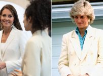 Kate Middleton’s White Suit and Geometric Statement Earrings